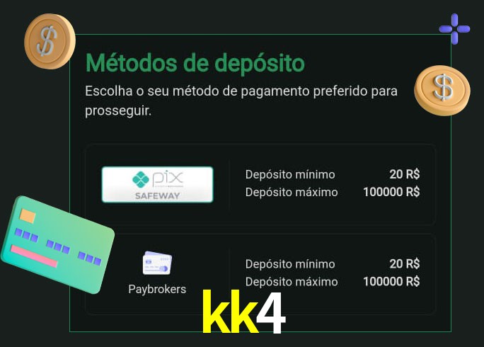 O cassino kk4 oferece uma grande variedade de métodos de pagamento